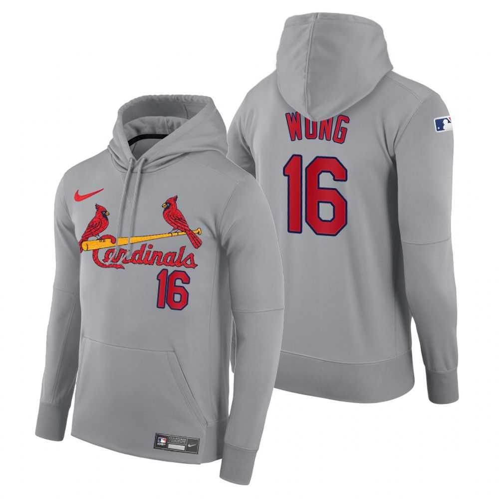 Men St.Louis Cardinals 16 Wong gray road hoodie 2021 MLB Nike Jerseys